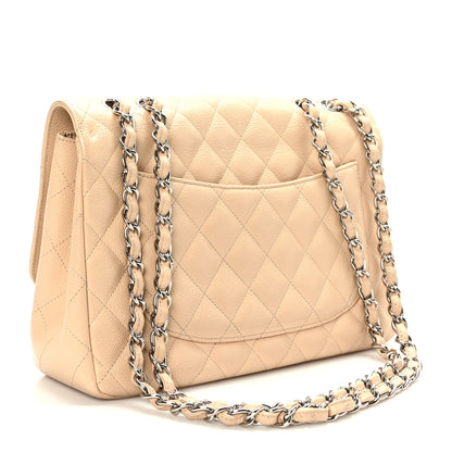 Chanel Caviar Quilted Jumbo Single Flap Beige 3 of 9