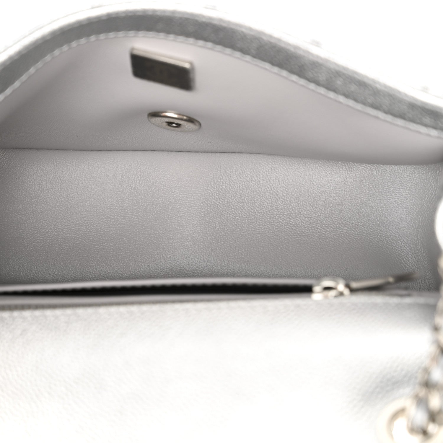 Chanel Metallic Caviar Quilted Mini Rectangular CC Slide Flap Silver 5 of 11