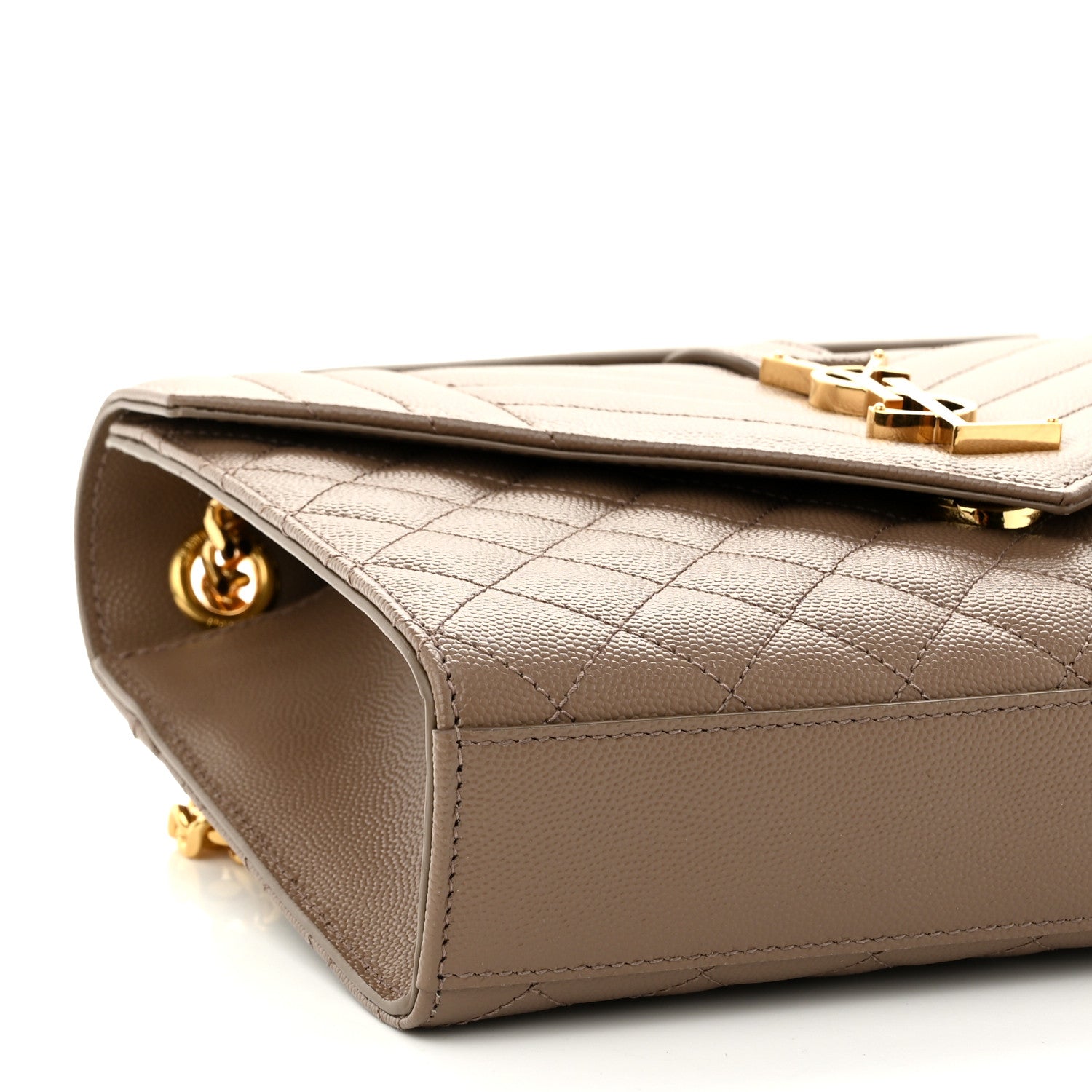 Saint Laurent Grain De Poudre Textured Mixed Matelasse Medium Triquilt Monogram Satchel Dark Latte 8 of 9