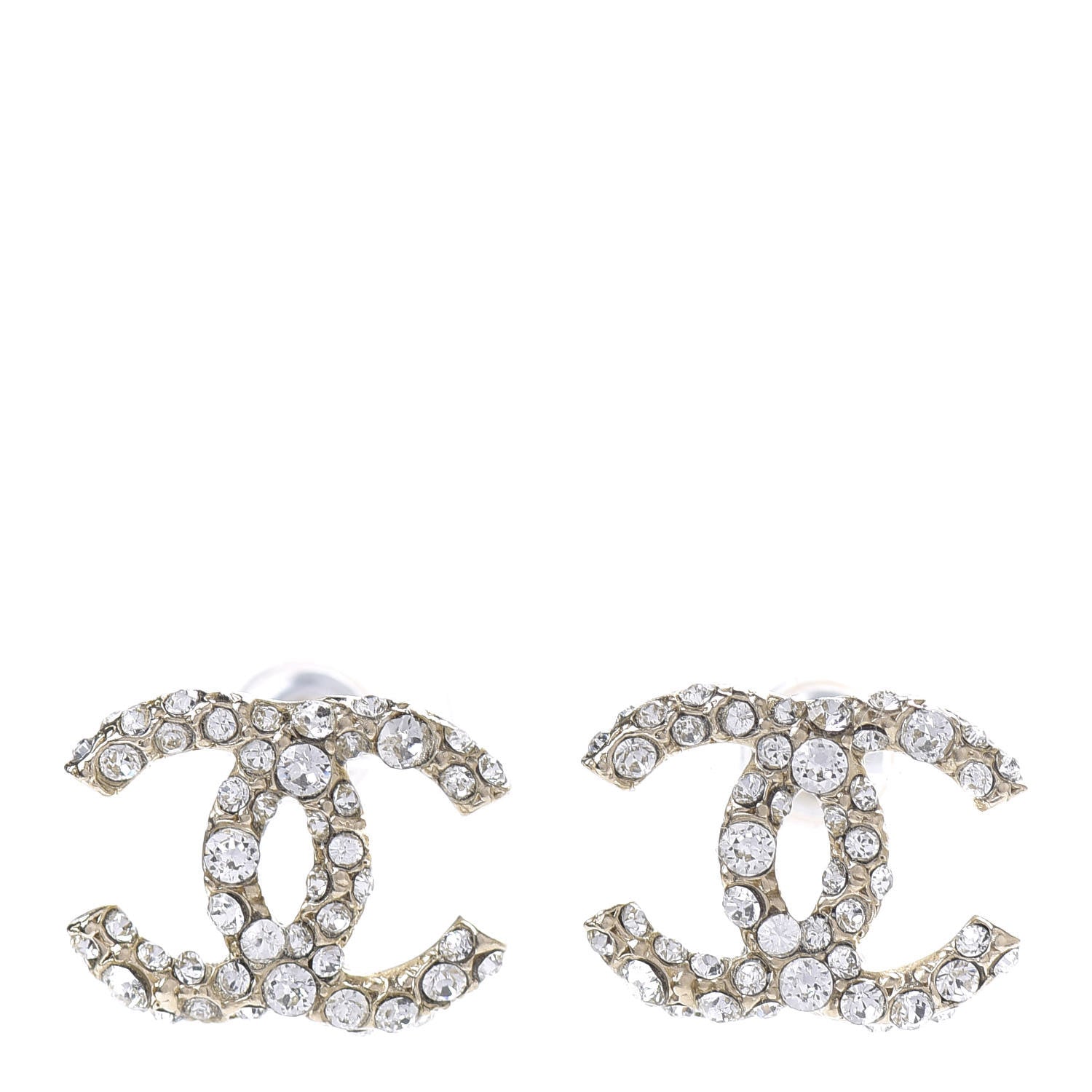 Chanel Crystal CC Earrings Gold 1 of 3