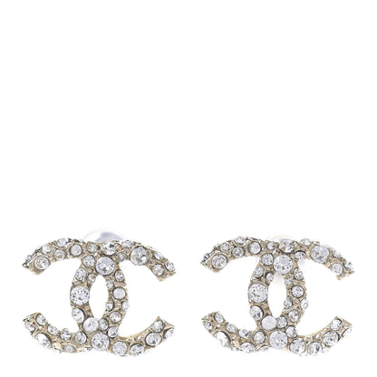 Chanel Crystal CC Earrings Gold 1 of 3
