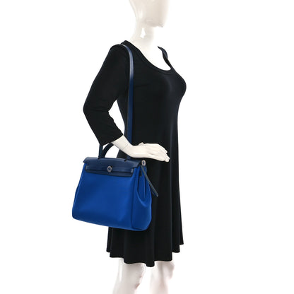 Hermes Toile Vache Hunter Herbag Zip 31 PM Bleu Electrique Bleu Indigo 2 of 11