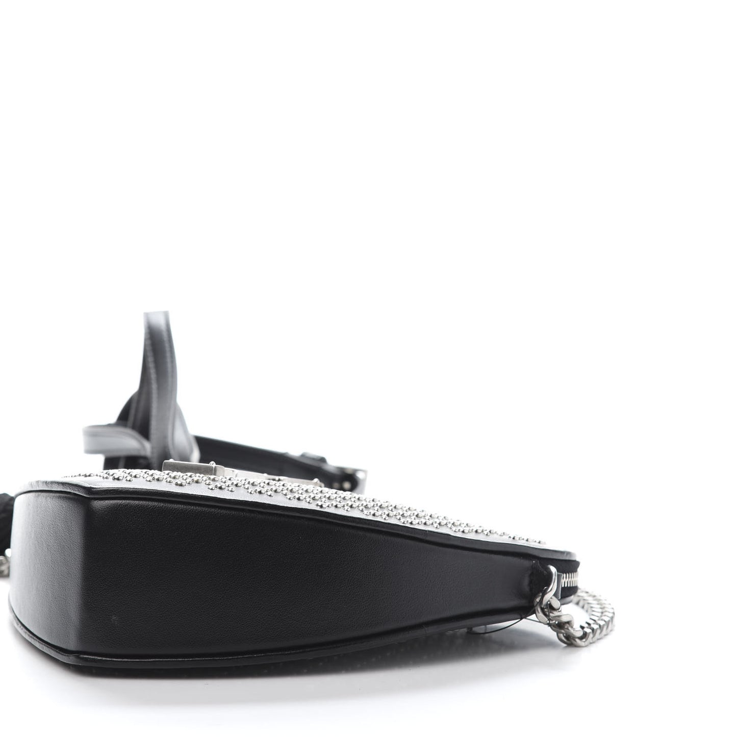 Calfskin Studded Monogram Heart Shoulder Bag Black