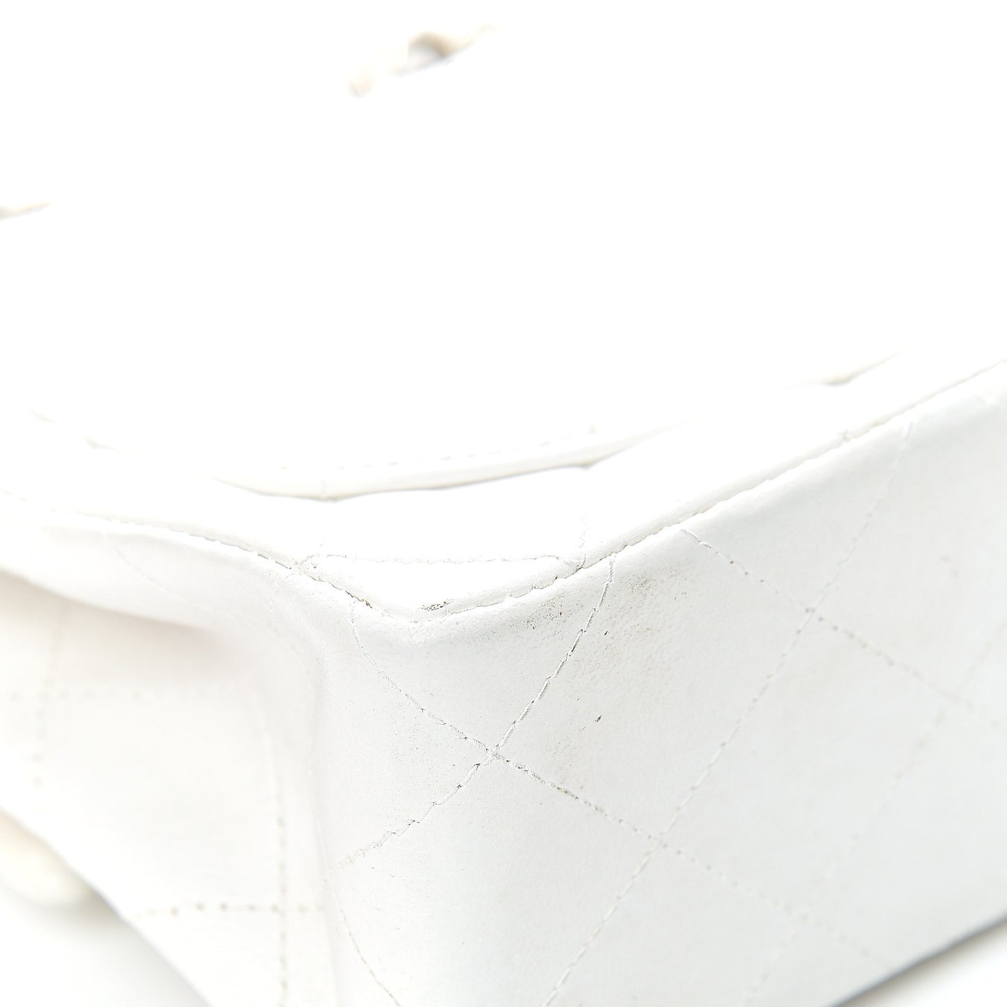 Lambskin Quilted Mini Square Flap White