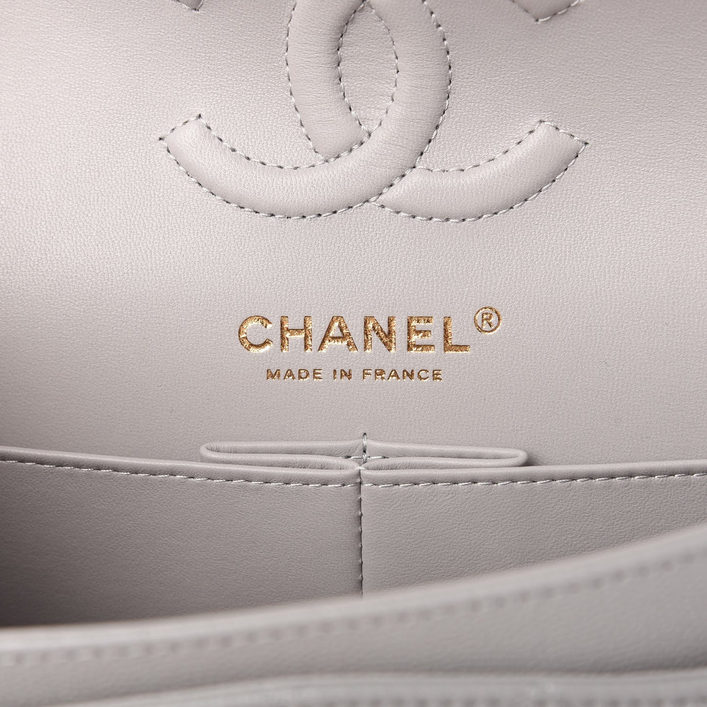 Caviar Quilted Small Double Flap Grey