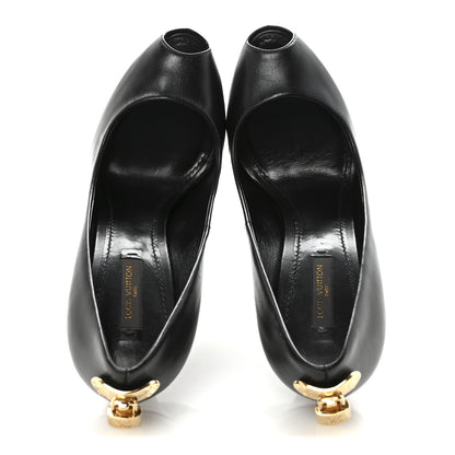 Louis Vuitton Smooth Calfskin Oh Really Peep Toe Pumps 37.5 Black 2 of 9