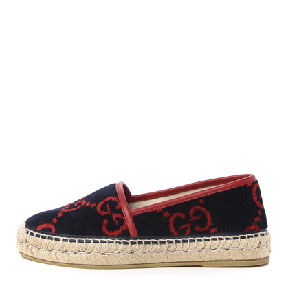 Gucci Terry Cloth GG Monogram Espadrilles 36 Blue Red 1 of 9