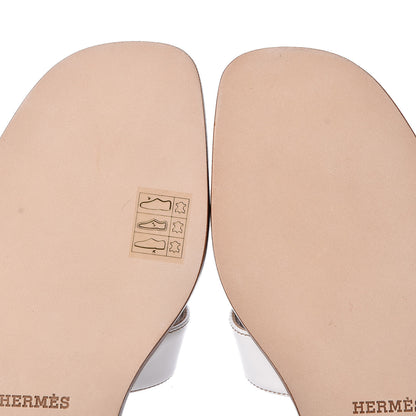 Hermes Box Calfskin Oran Sandals 37 White 5 of 8