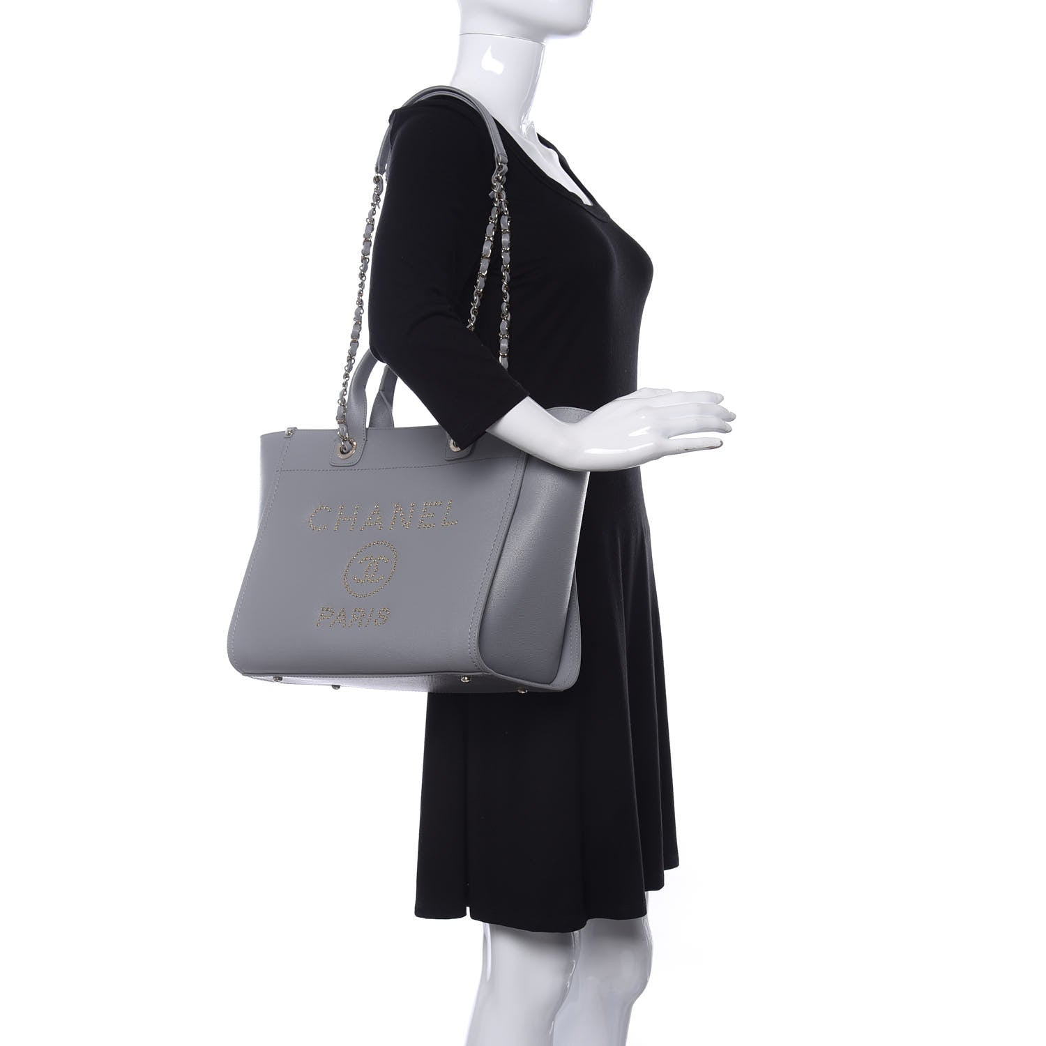 Chanel Caviar Studded Small Deauville Tote Grey 2 of 10