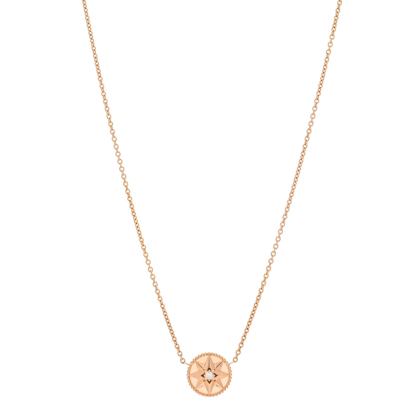 18K Rose Gold Diamond Pink Opal Rose Des Vents Necklace