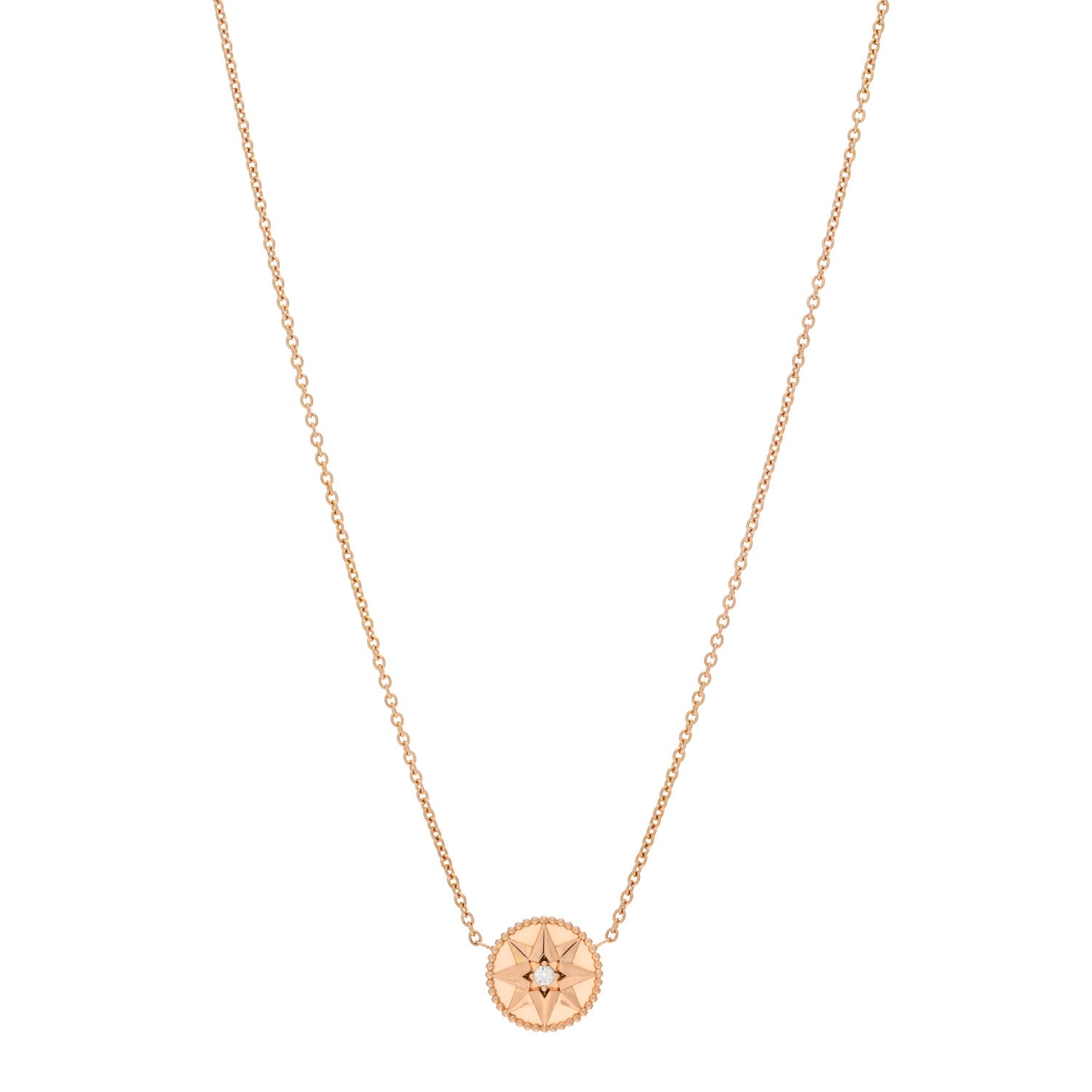 Christian Dior 18K Rose Gold Diamond Pink Opal Rose Des Vents Necklace 1 of 4