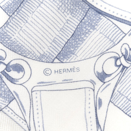 Hermes Cashmere Silk Cavalcadour Shawl 140 Blanc Violet Rose 6 of 6
