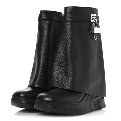Givenchy Grained Calfskin Shark Lock Biker Ankle Boots 40 Black 4 of 11