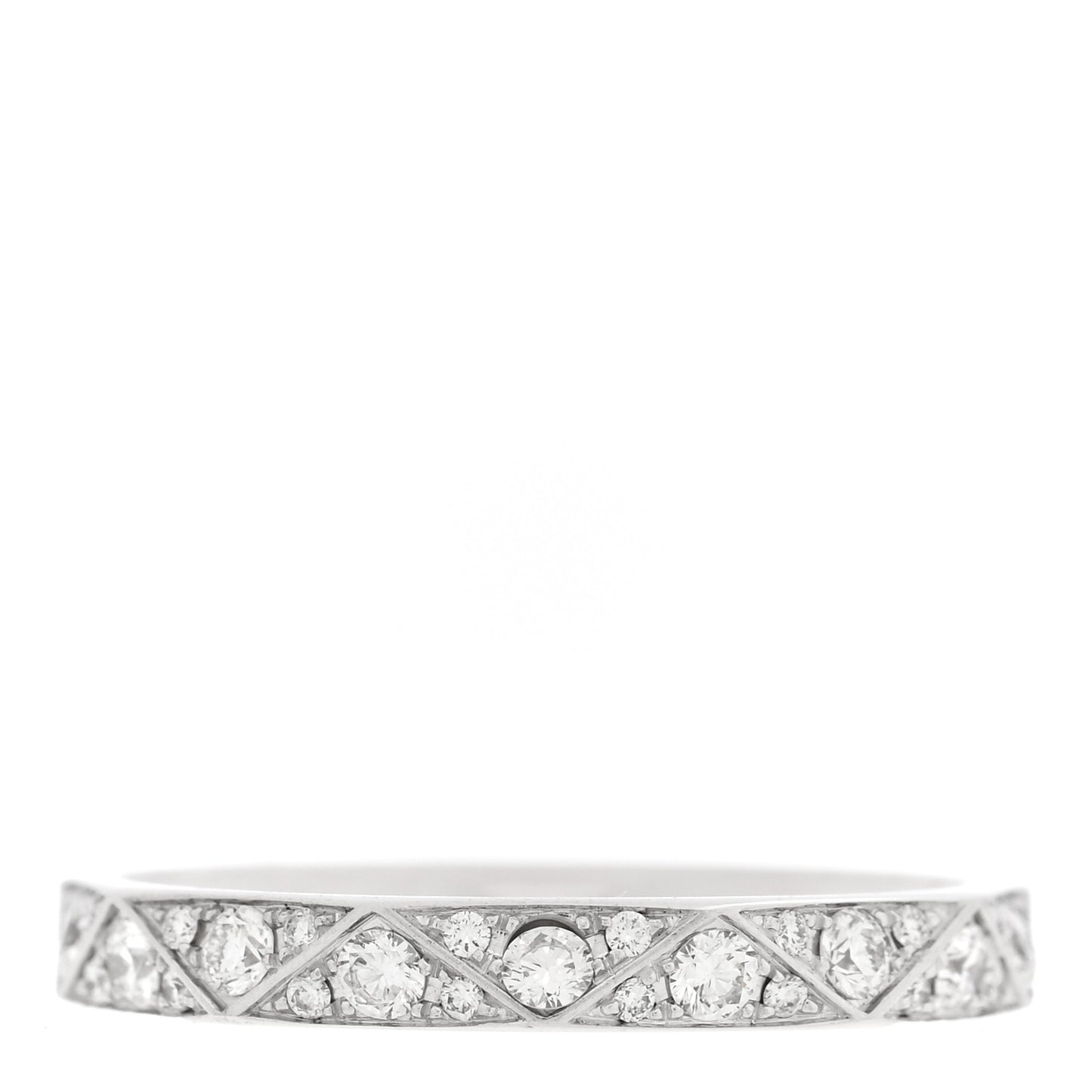 18K White Gold Diamond Laurence Graff Signature Band Ring 57 7.75
