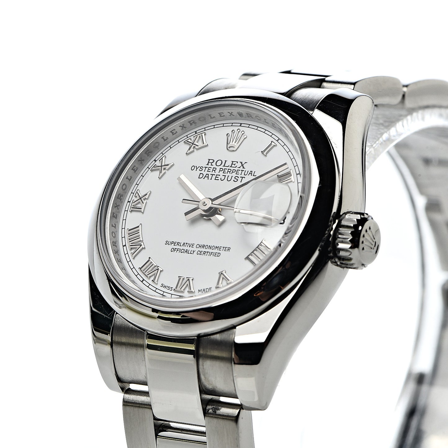Stainless Steel 26mm Oyster Perpetual Datejust Watch White Roman