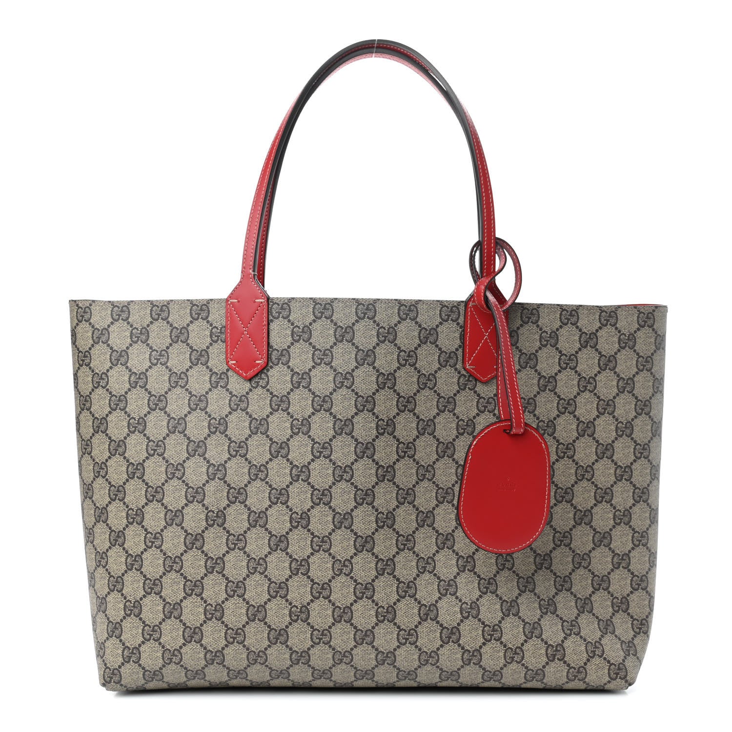 Gucci GG Supreme Medium Reversible Tote Beige Red 1 of 8