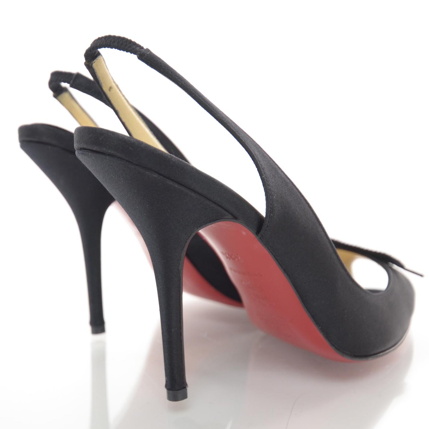 Satin Slingback Buckle Pumps 38.5 Black
