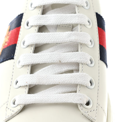 Gucci Calfskin Crystal Web Bee Embroidered Womens Ace Platform Sneakers 36 White 9 of 11
