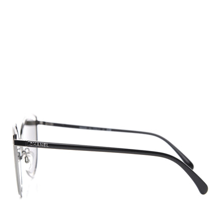 Chanel Metal Cat Eye Sunglasses 4222 Silver Black 3 of 8