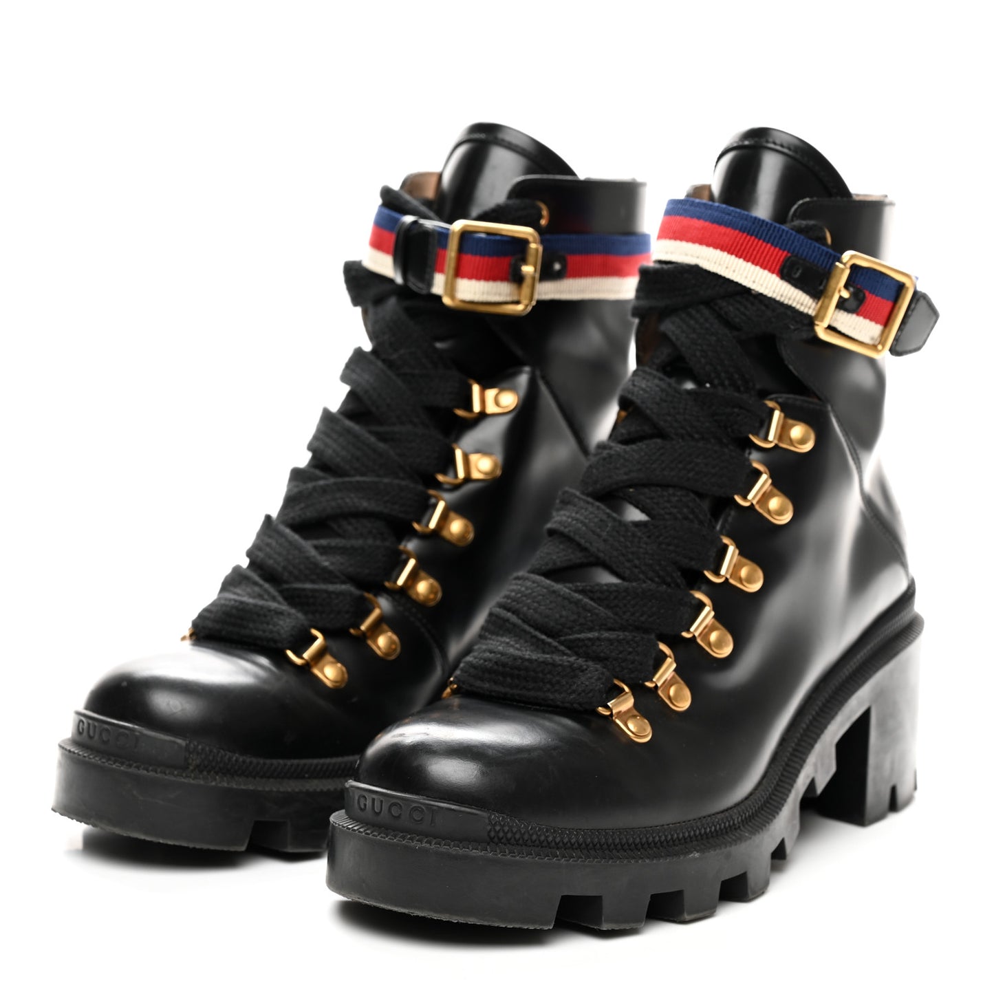 Calfskin Sylvie Web Womens Lace Up Combat Boots 37.5 Black