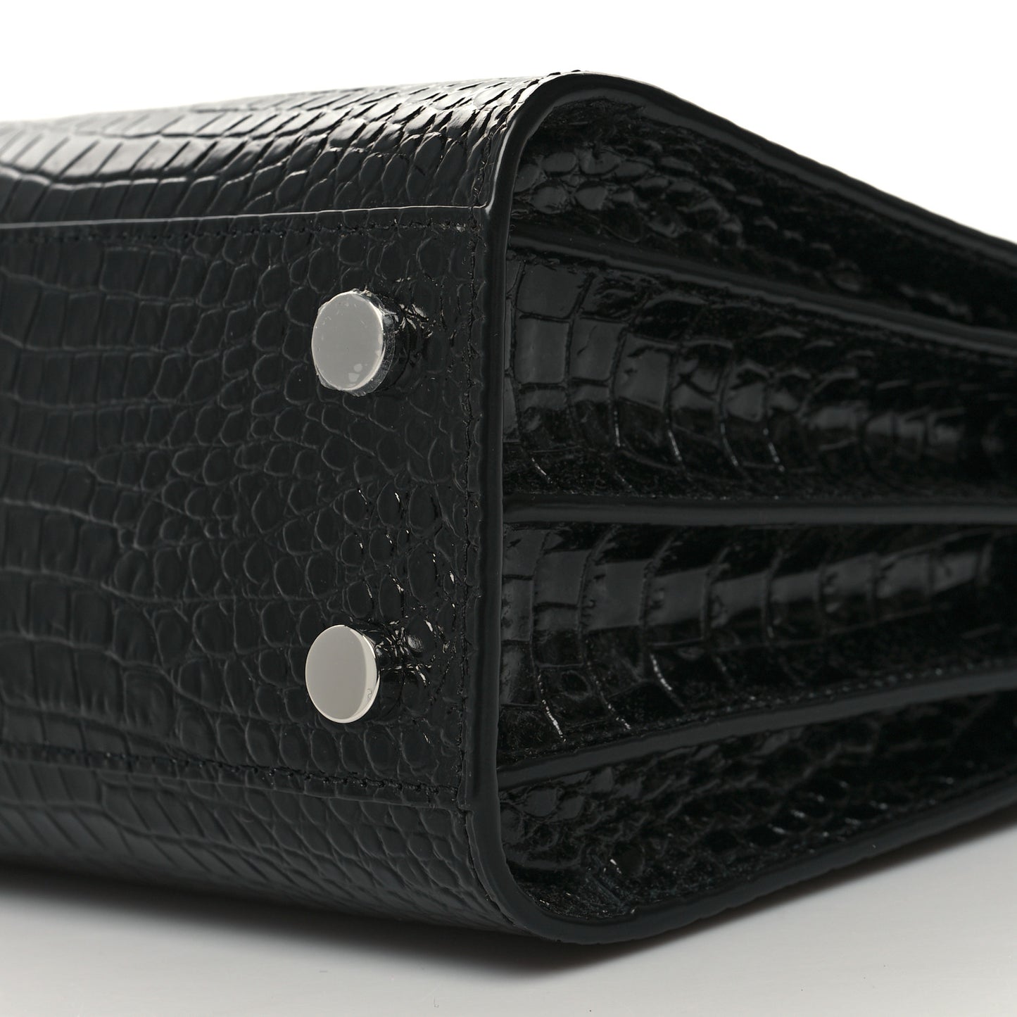 Calfskin Crocodile Embossed Nano Sac De Jour Black