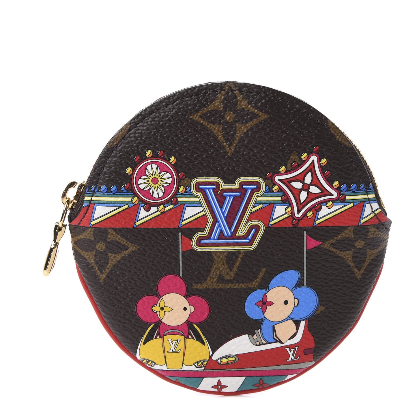 Monogram 2020 Christmas Animation Bumper Cars Round Coin Purse Coquelicot
