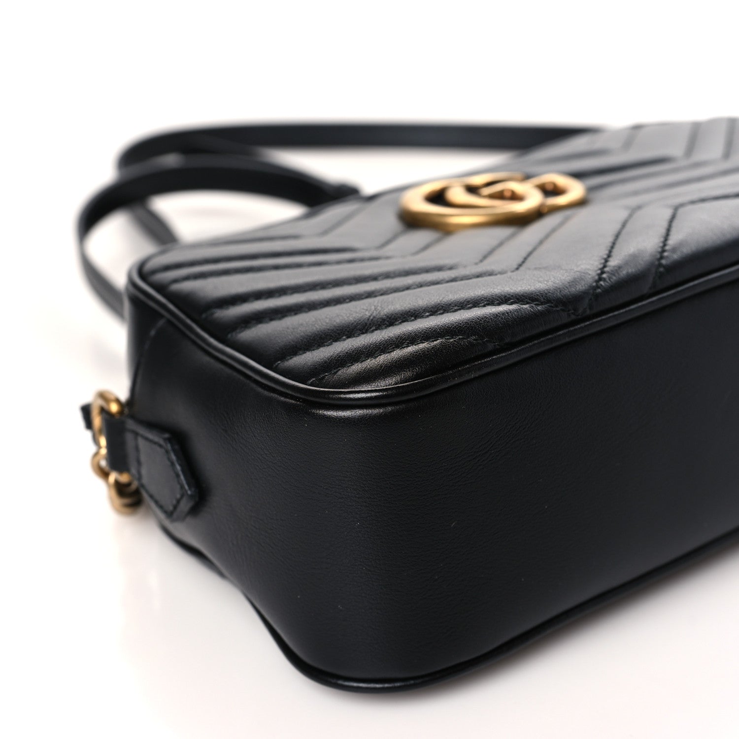 Gucci Calfskin Matelasse Small GG Marmont Chain Shoulder Bag Black 8 of 9