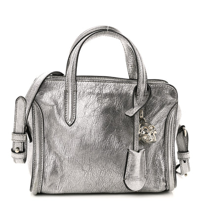 Alexander McQueen Metallic Pebbled Calfskin Mini Padlock Tote Silver 1 of 12