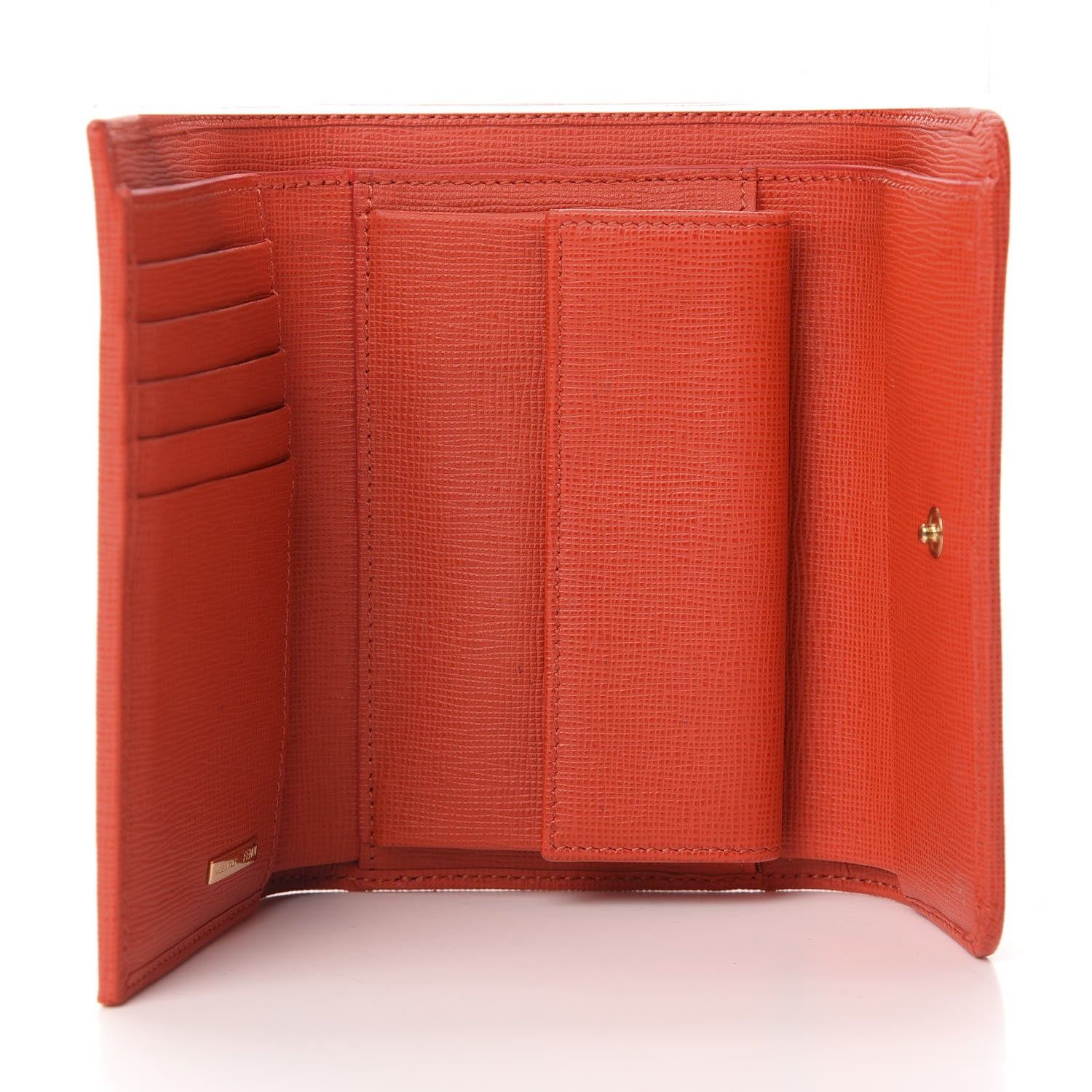 Fendi Zucca Spalmati Vitello Elite Tri-Fold Wallet Tobacco Papavero 5 of 9