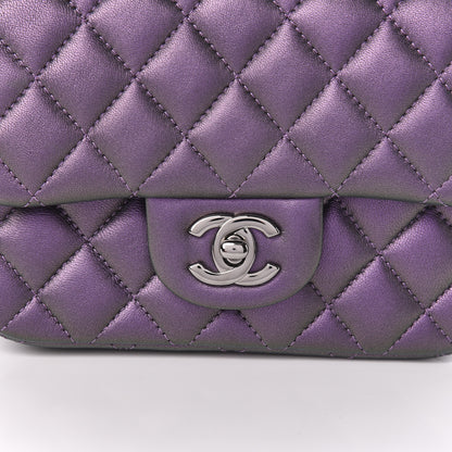 Chanel Iridescent Lambskin Quilted Mini Square Flap Dark Purple 11 of 11