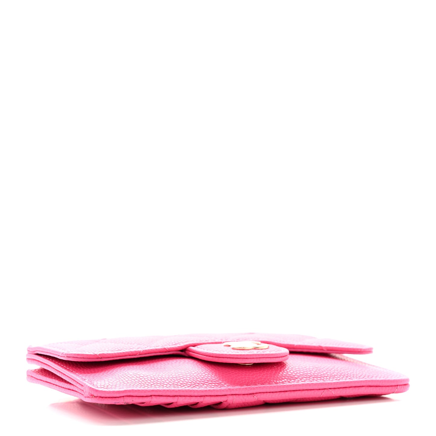 Caviar Quilted Flap Zip Card Holder Dark Pink