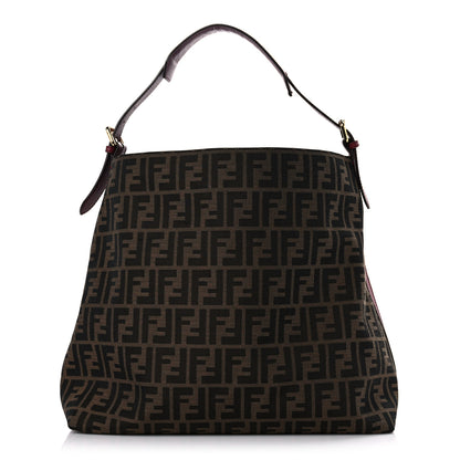 Fendi Zucca Vitello Artic Large Hobo Tobacco Burgundy 1 of 12