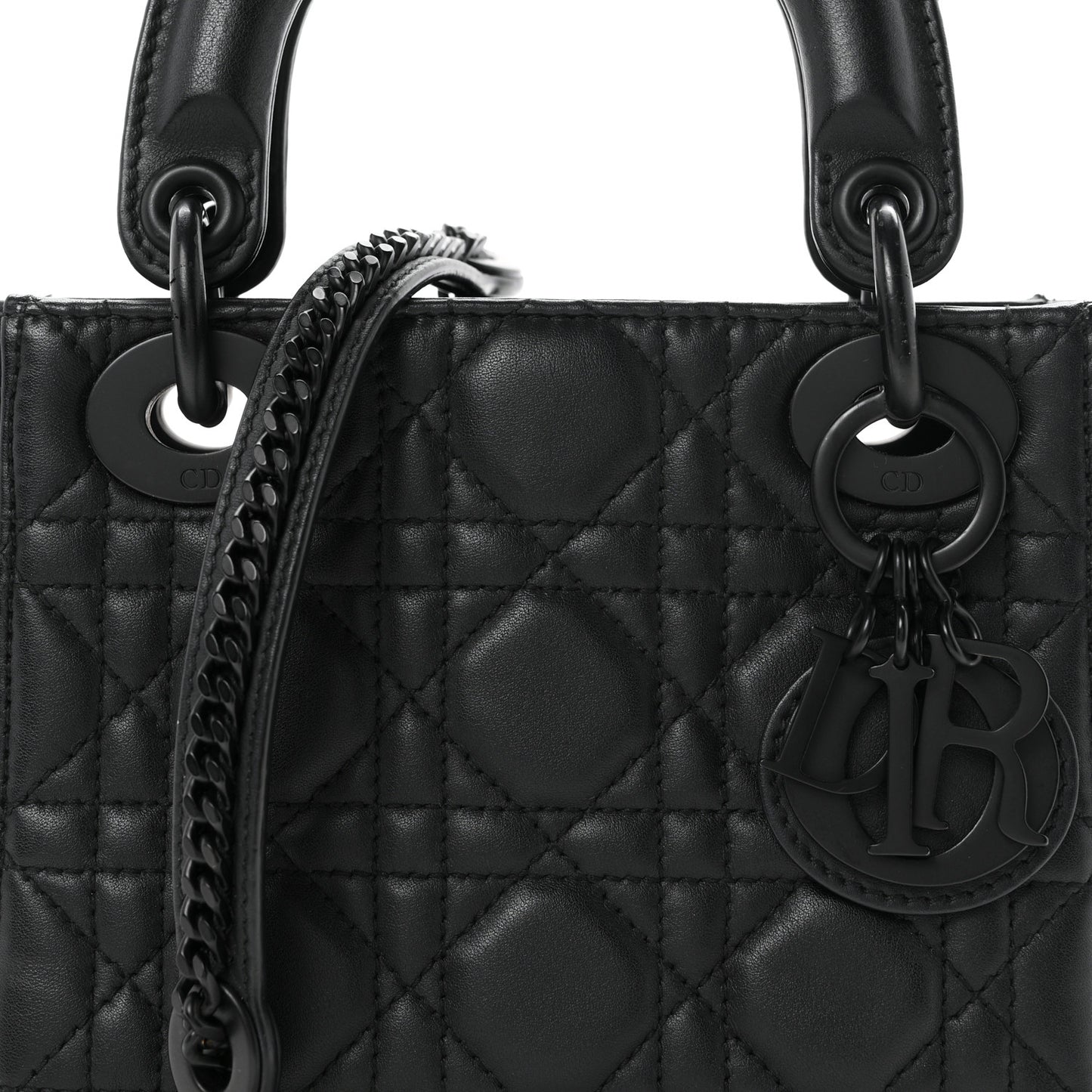 Ultra Matte Calfskin Cannage Mini Lady Dior Black
