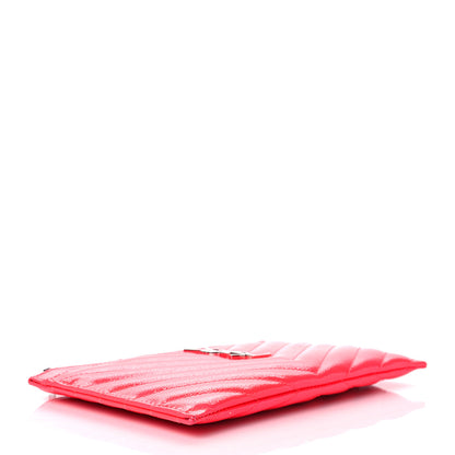 Saint Laurent Patent Grain De Poudre Matelasse Chevron Monogram Bill Pouch Neon Pink 4 of 11