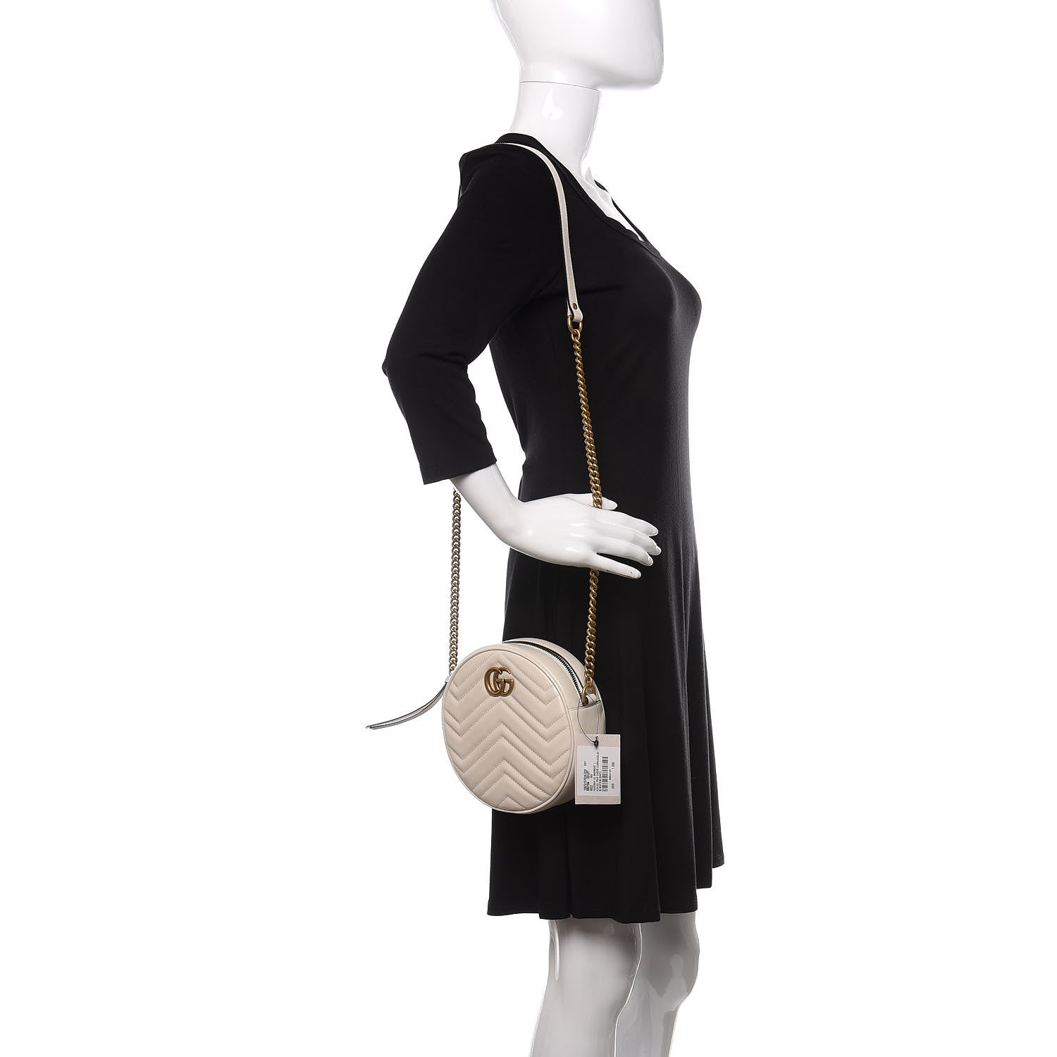Gucci Calfskin Matelasse Mini GG Marmont Round Shoulder Bag White 2 of 10