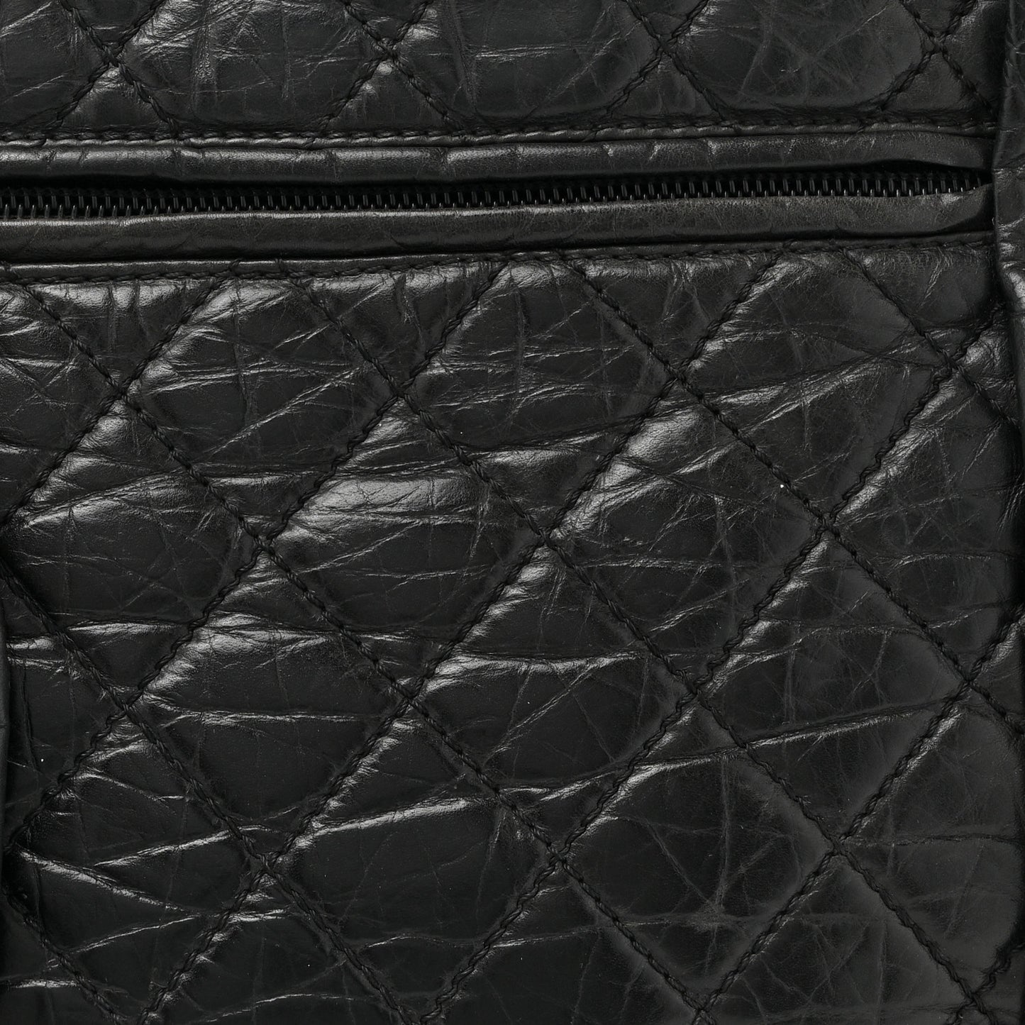 Aged Calfskin Vintage Ligne Lady Braid Tote Black