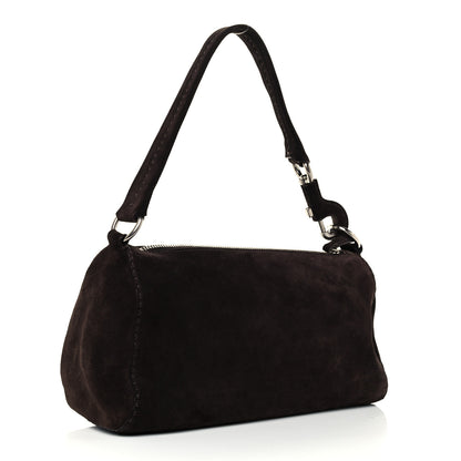Prada Suede Shoulder Bag Dark Brown 3 of 11
