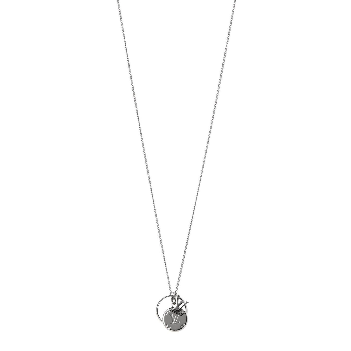 Zamac Palladium Monogram Charms Necklace Silver