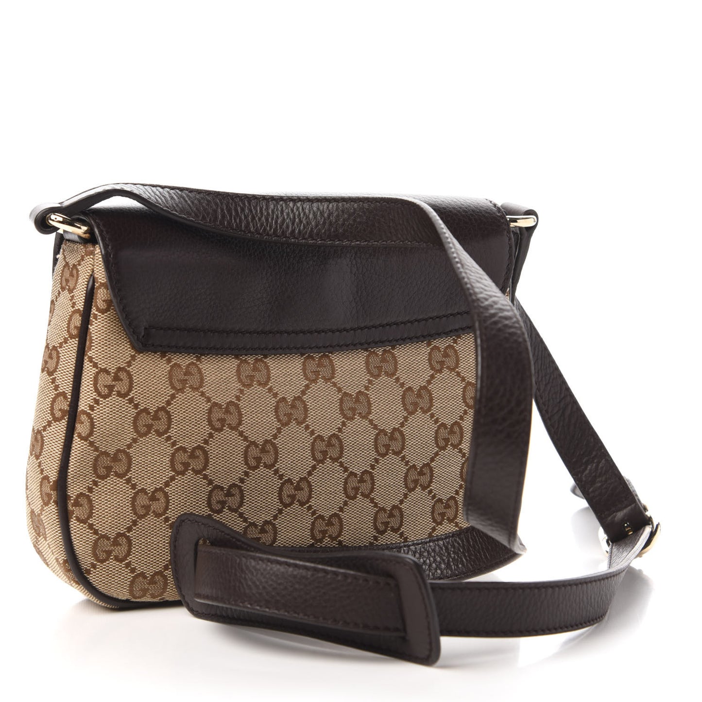 Monogram Pebbled Calfskin Web Small Dressage Shoulder Bag Dark Brown