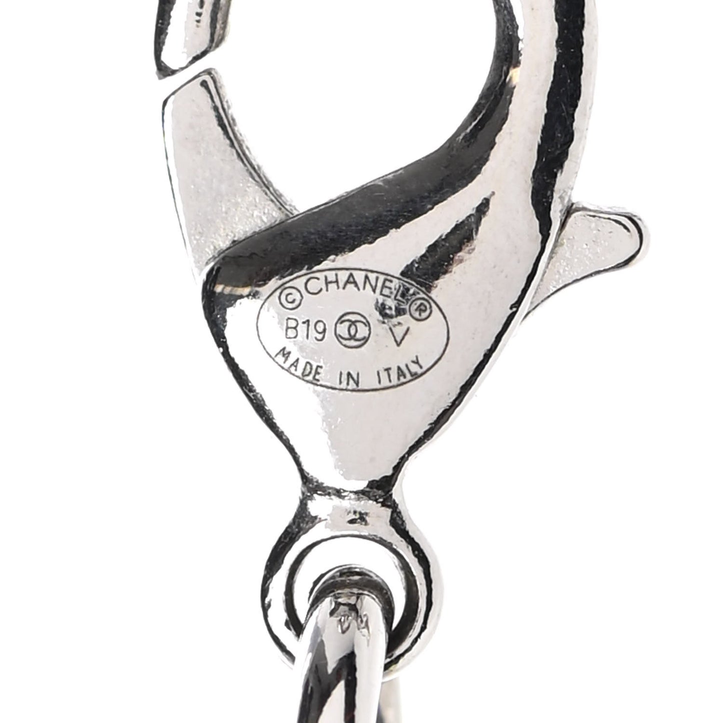 Graduated Pearl Crystal CC Long Necklace Silver