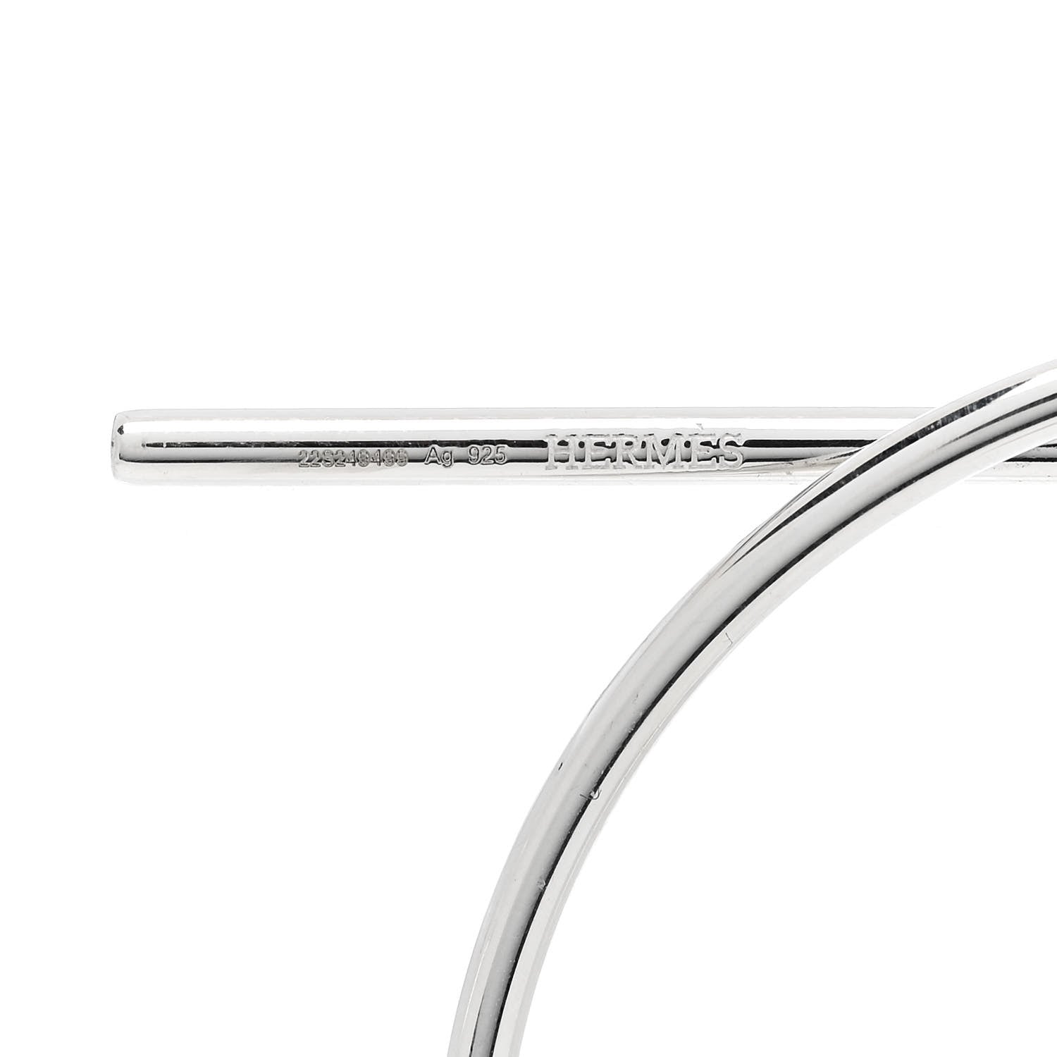Hermes Sterling Silver MM Loop Earrings 4 of 7