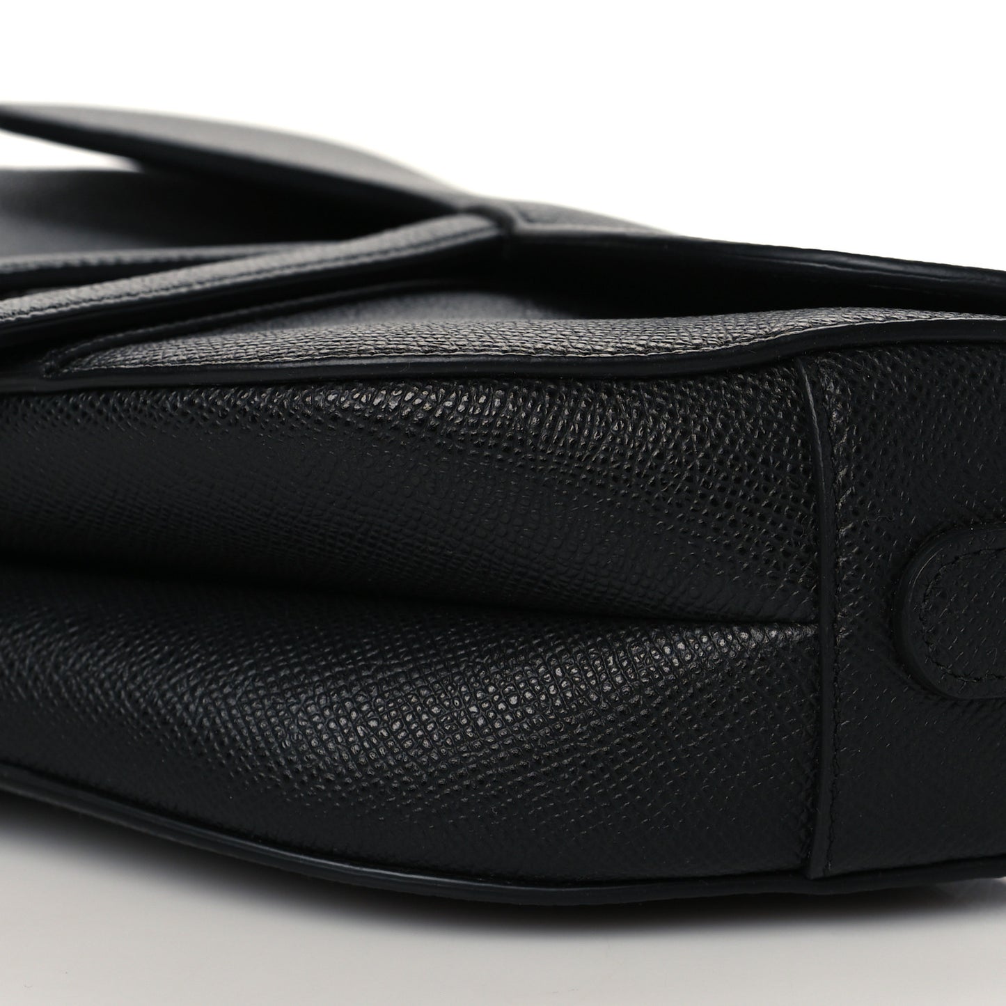 Grained Calfskin Saddle Bag With Strap Black