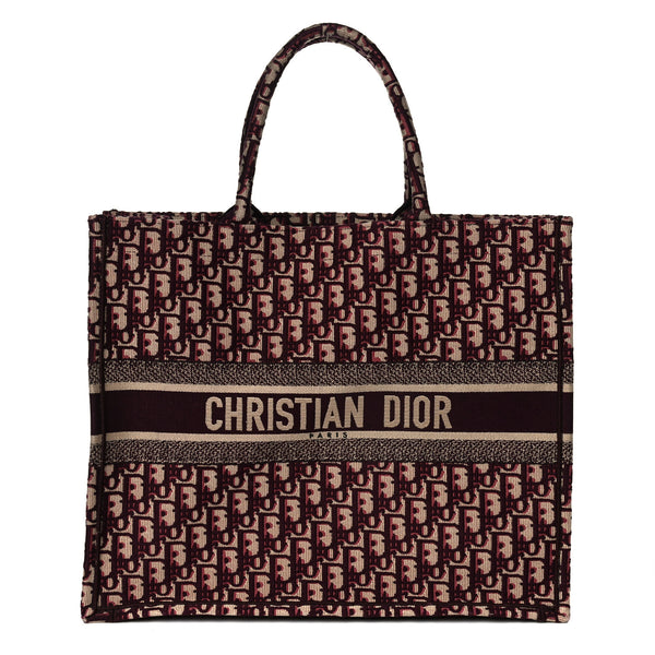 Christian Dior Oblique Large Book Tote Burgundy Multicolor 917984