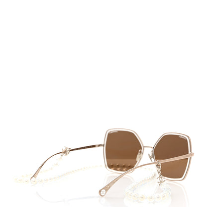 Chanel Butterfly Removable Pearl Chain Sunglasses 4262 Brown 4 of 8