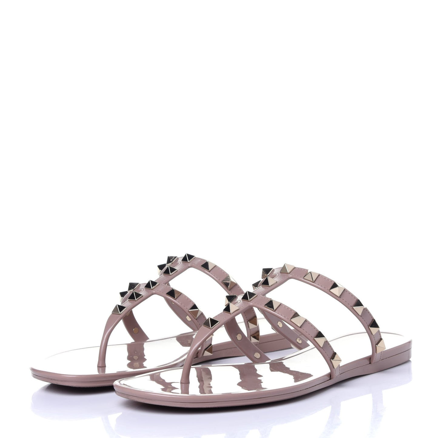 PVC Jelly Rockstud Caged Thong Sandals 38 Poudre