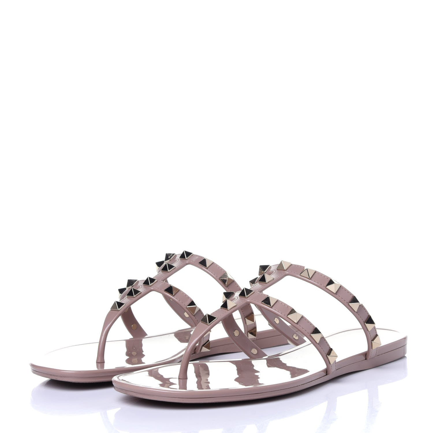 Valentino Garavani PVC Jelly Rockstud Caged Thong Sandals 38 Poudre 3 of 11