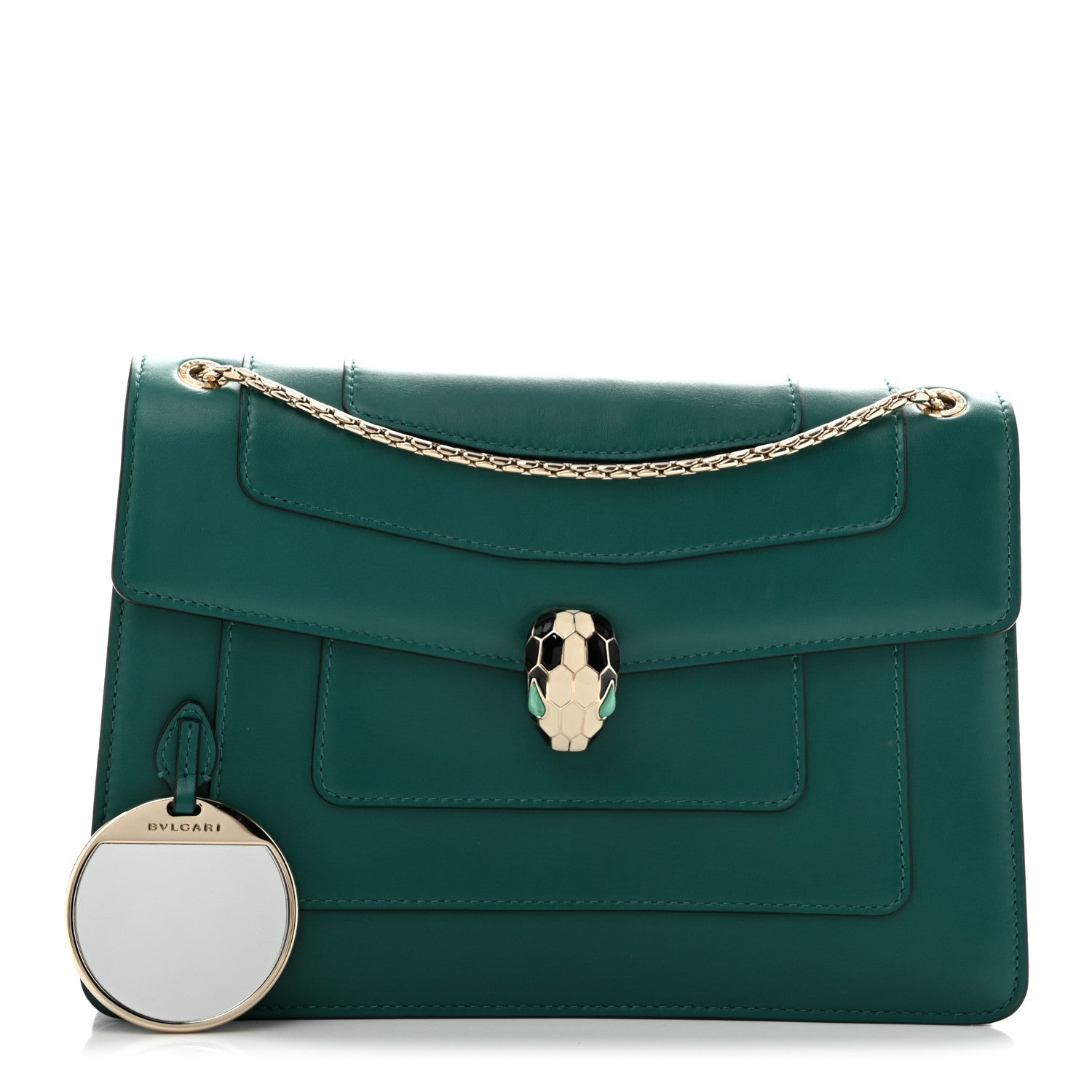 Bulgari Calfskin Serpenti Forever Shoulder Bag Emerald Green 3 of 12