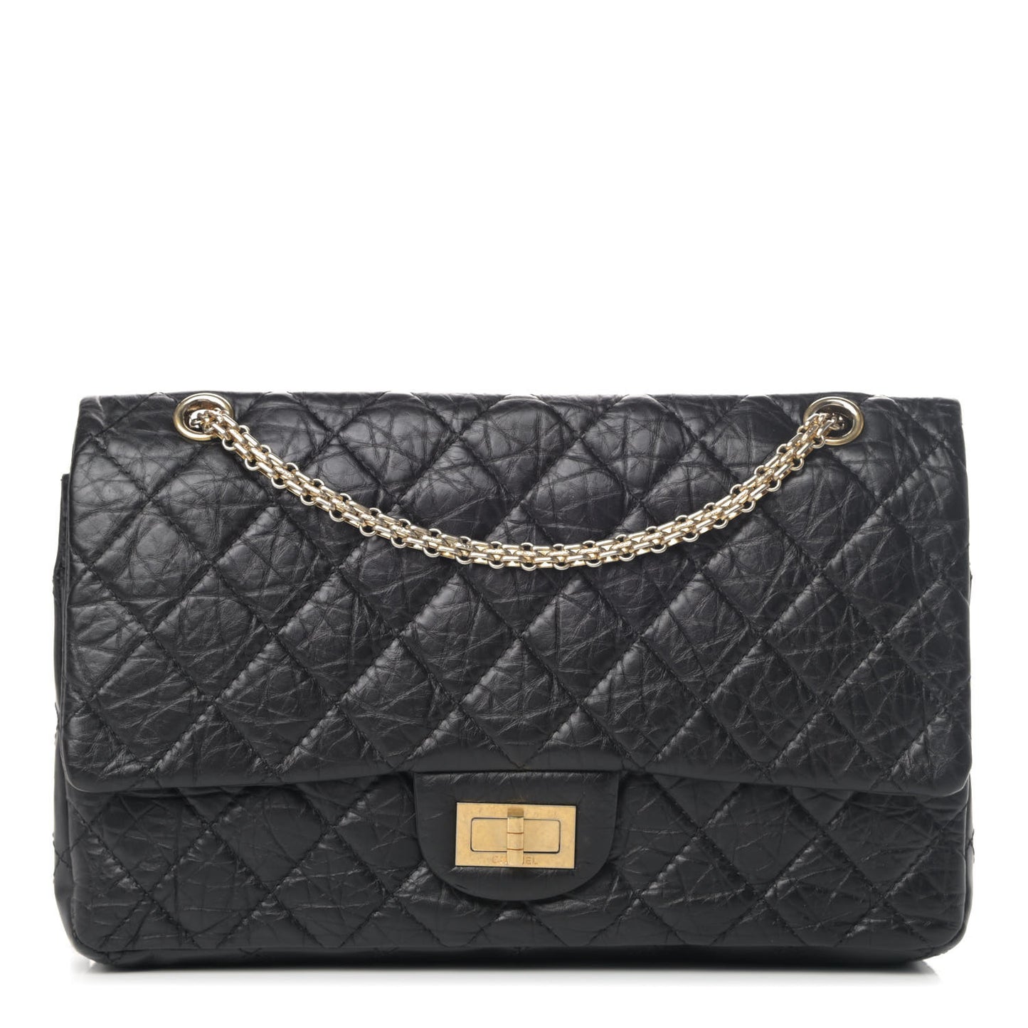 Aged Calfskin Quilted 2.55 Reissue 227 Flap Black