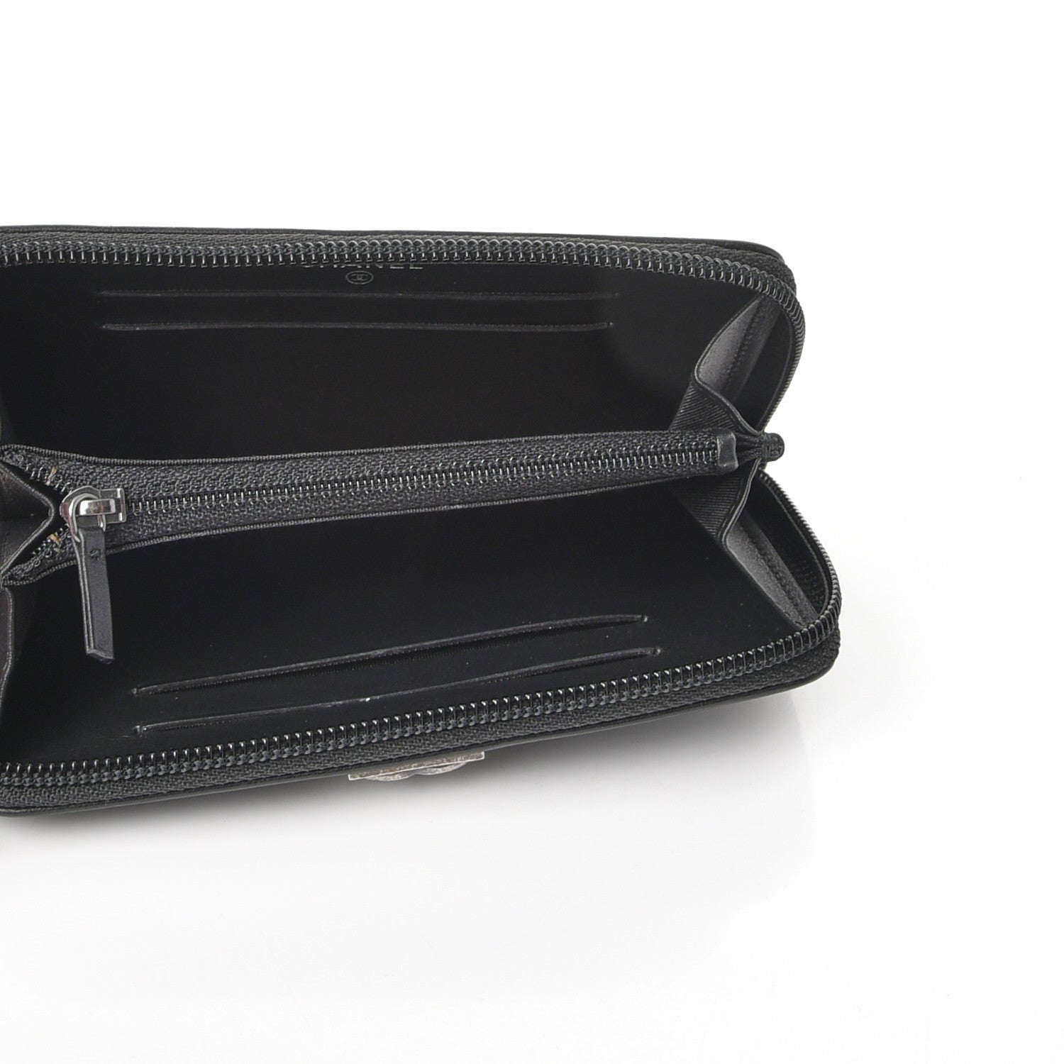 Chanel Calfskin Quilted Small Boy Zip Around Wallet Black 5 of 9