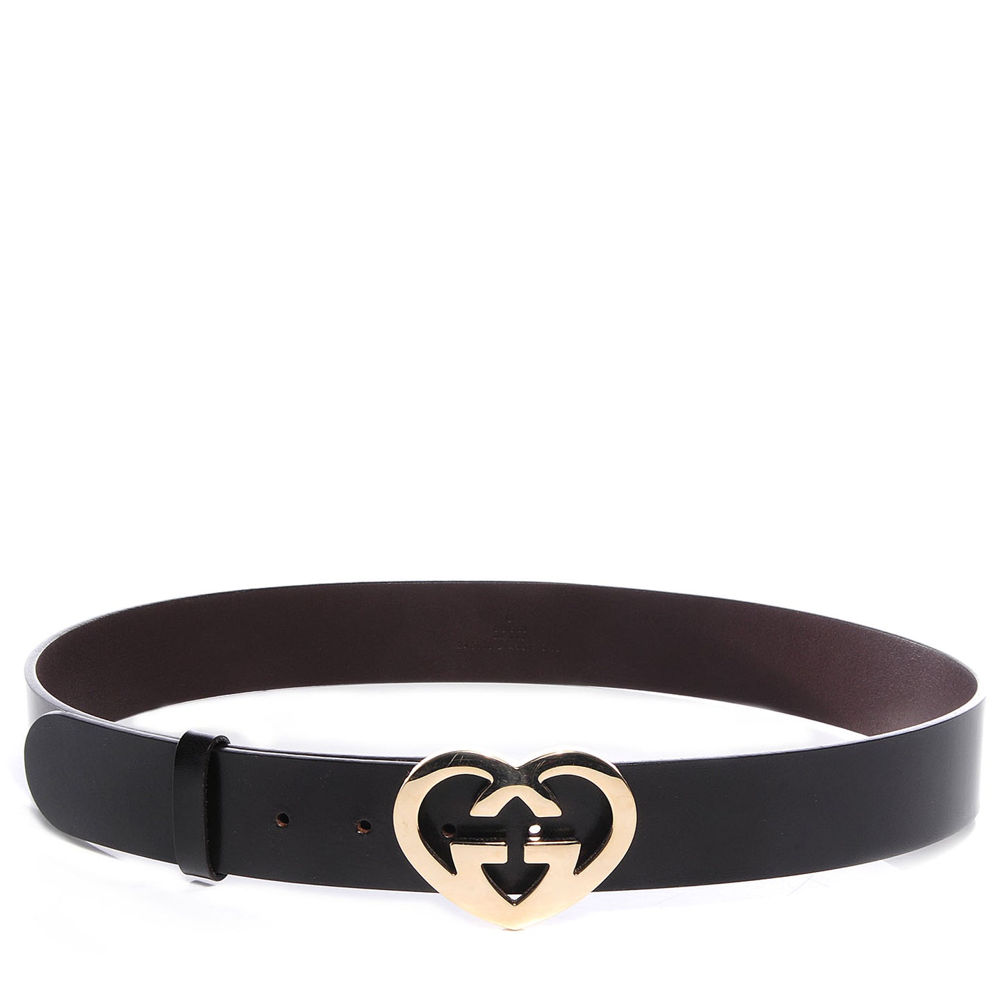Leather Heart GG Lovely Belt 90 36 Cocoa